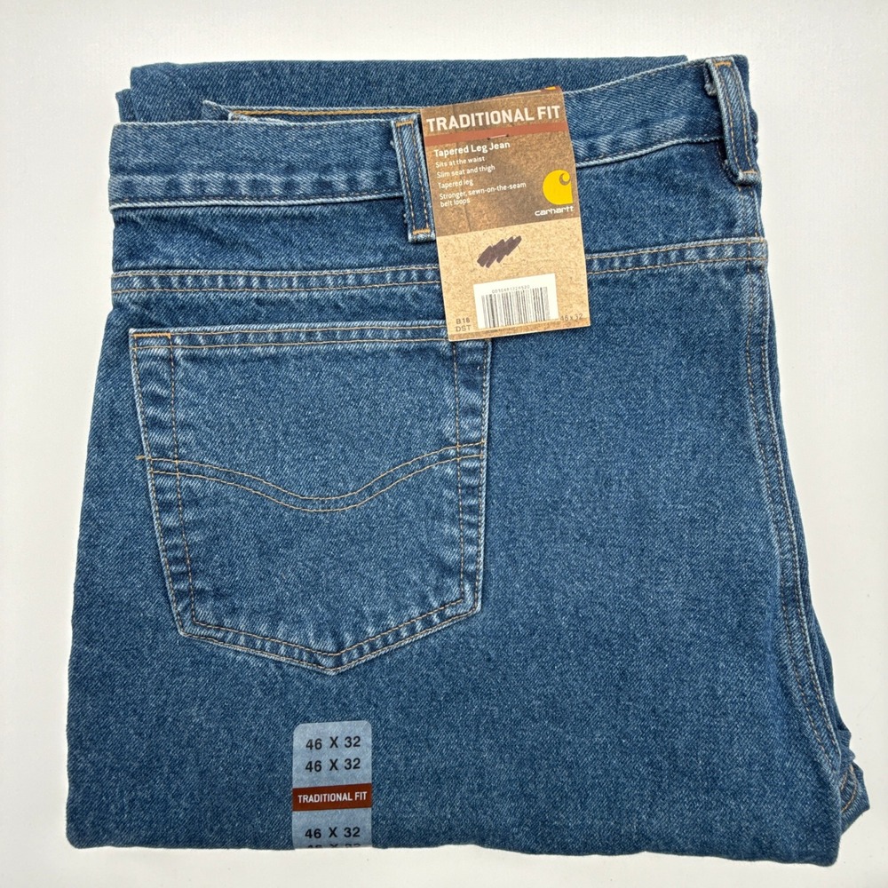 Carhartt Traditional Fit Tapered Leg Jeans Mens 46x32 B18 DST Darkstone NWT NOS